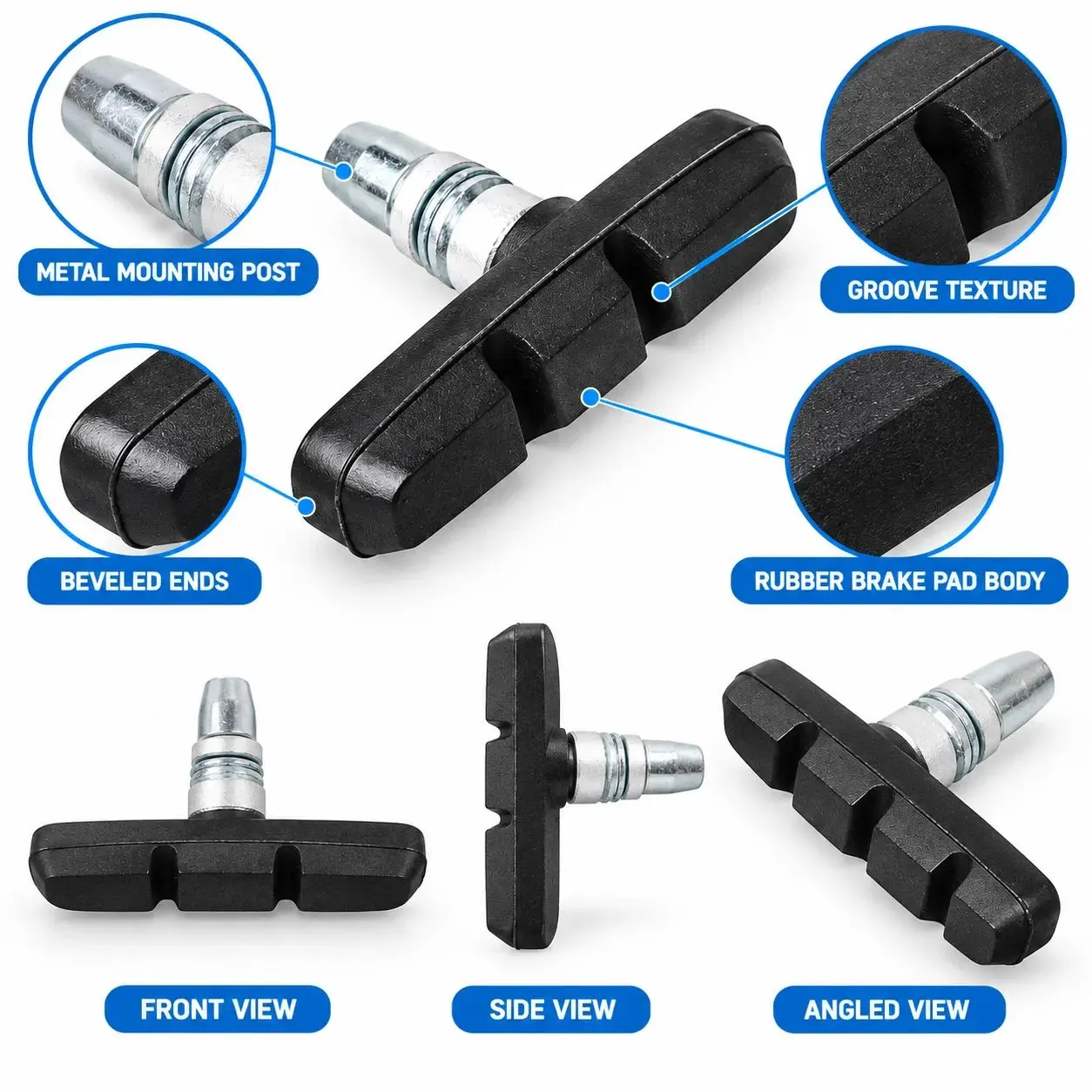 Silent Bicycle V Brake Pads Shoes Wear Resistant Replacement Brake Blocks for Mountain Bike Fixed Gear Cycling Accessories