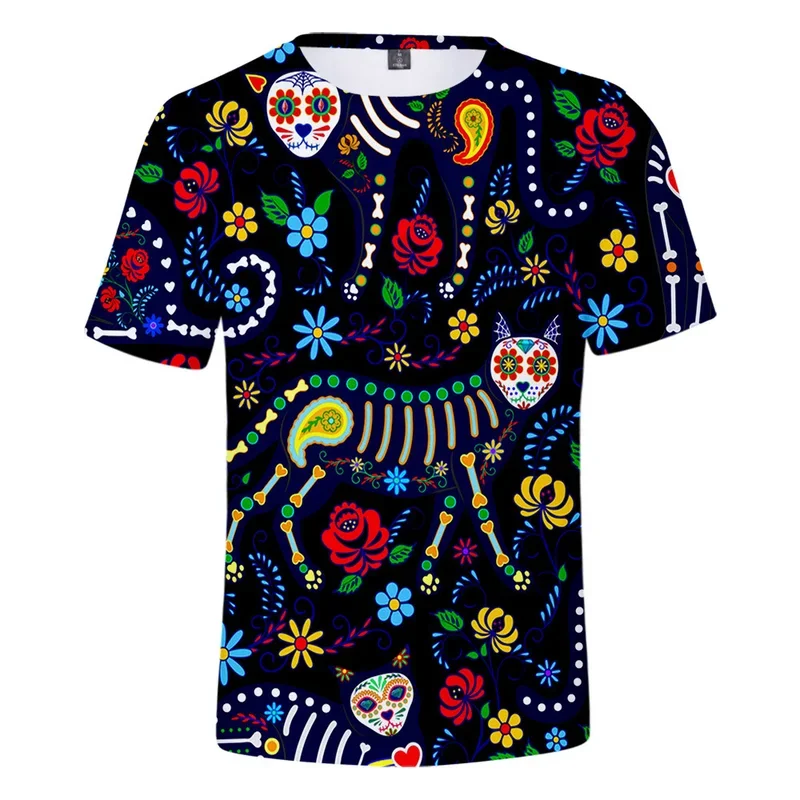 3D Print Classic Day Of The Dead T Shirt Men Women Summer Short Sleeve Funny T-shirt Graphic Tees Mexico Holiday Cosplay Costume