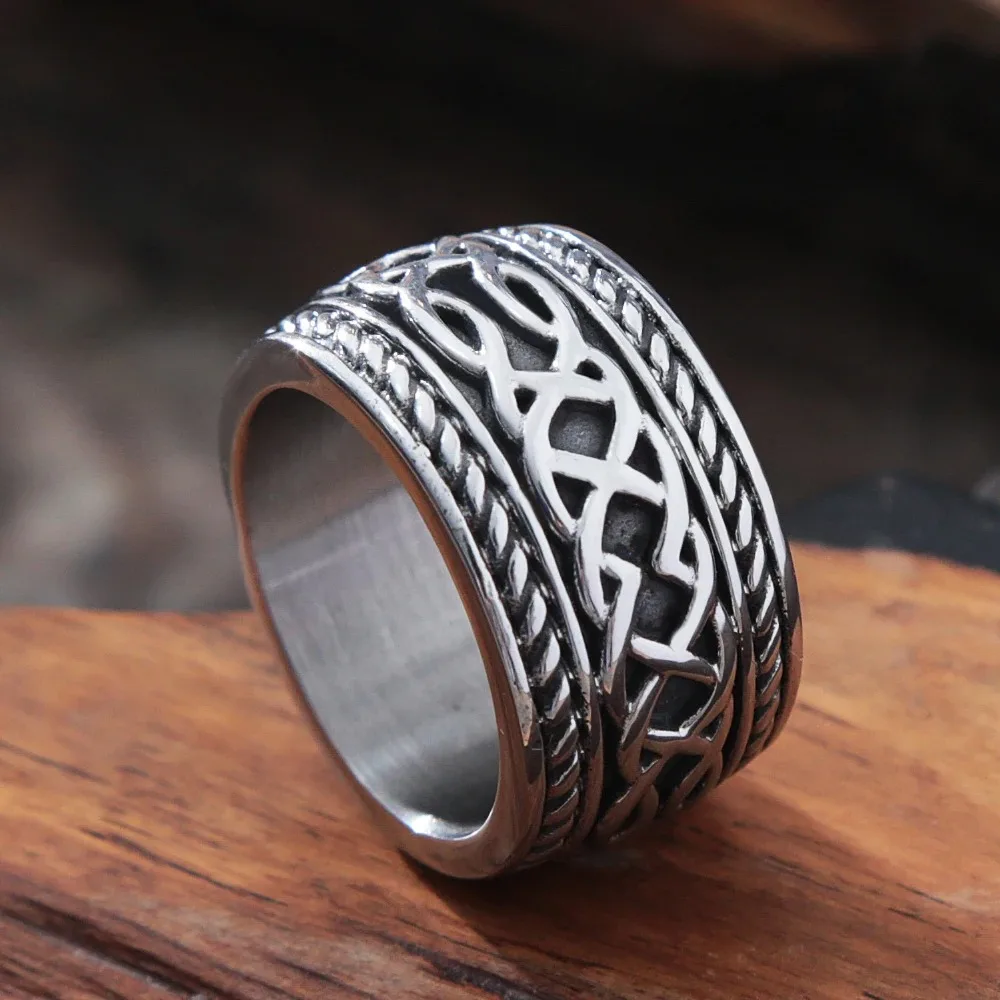 

Trendy Celtic Dragon Titanium Steel Ring for Men European American Cast Adjustable Finger Ring Best Seller