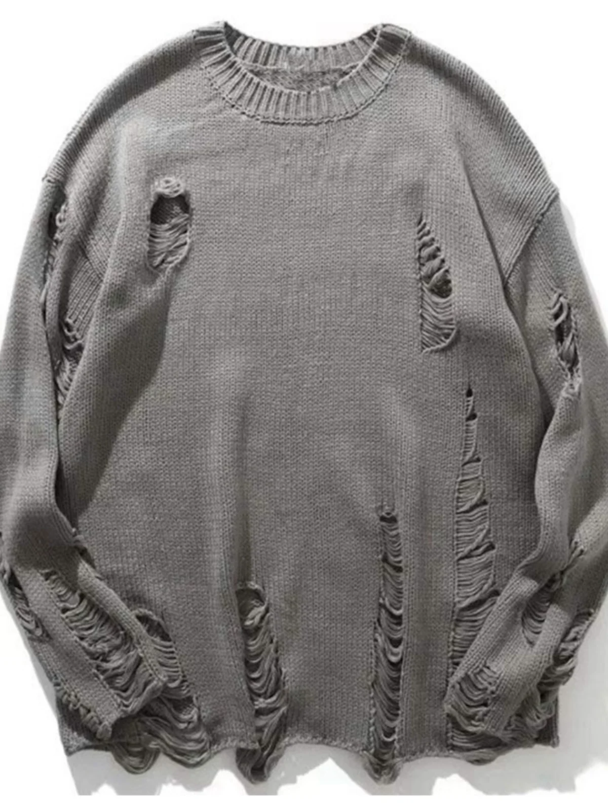 

Мужской модный свитер с длинным рукавом, ажурный дизайн, повседневный базовый стиль, весна-осень, прямой крой, круглый вырез, трикотаж