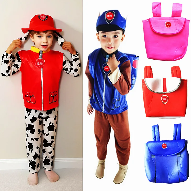 Disfraz de Cosplay del equipo Woof de Anime, disfraz de perro pastor Archie Tian Tian, perro manchado, sombrero, mochila, disfraz del equipo de patrulla de Halloween