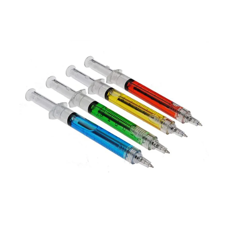 Bolígrafo tipo inyección, bolígrafo líquido de regalo para médico y enfermera, bolígrafos de jeringa de transmisión de Color rojo y azul, 1 Uds.