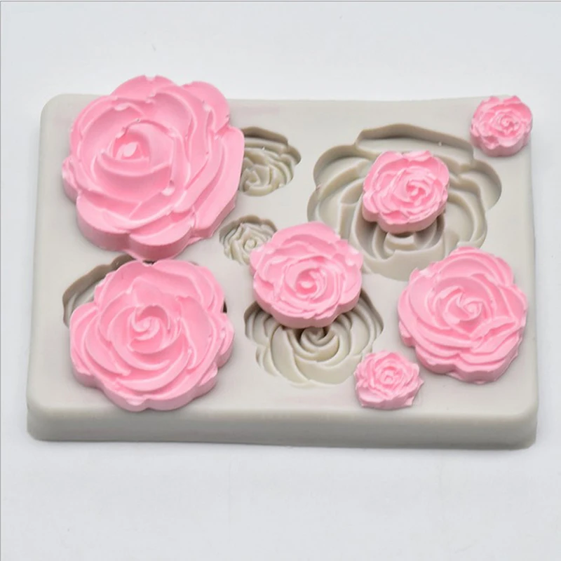 3d Rose Blume Silikon Fondant Schokoladen form Kuchen Dekoration Zucker Handwerk Form Dekorations werkzeuge Harzform