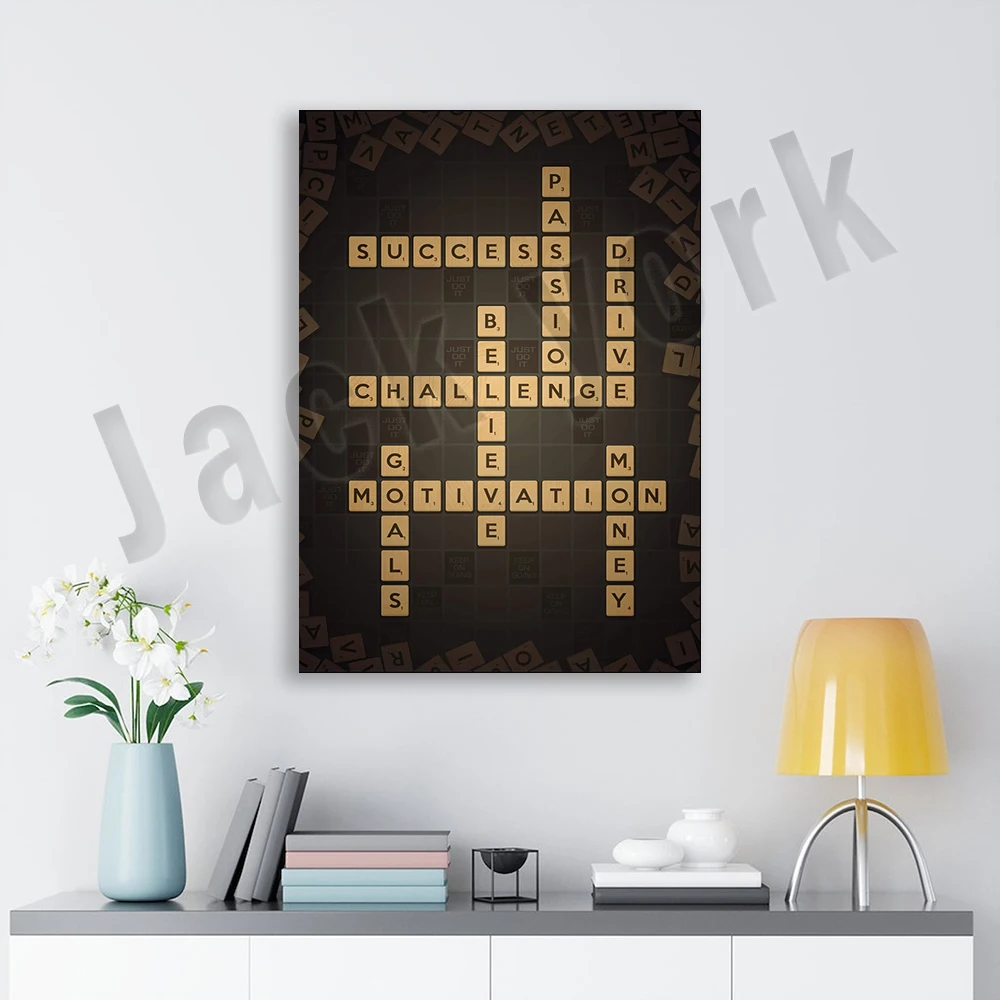 

Motivational Crossword Scrabble Art Wall Inspirational Poster Canvas Painting Decor Living Room Wall Art Picture