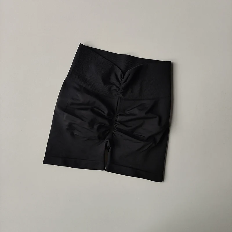 Pfirsichfarbene Fitness-Shorts für Damen, Sport-Shorts zur Po- und Hüftstraffung, Yoga-Shorts mit hoher Taille und hohem Bauchkomfort, hochelastische Leggings – Detail 4