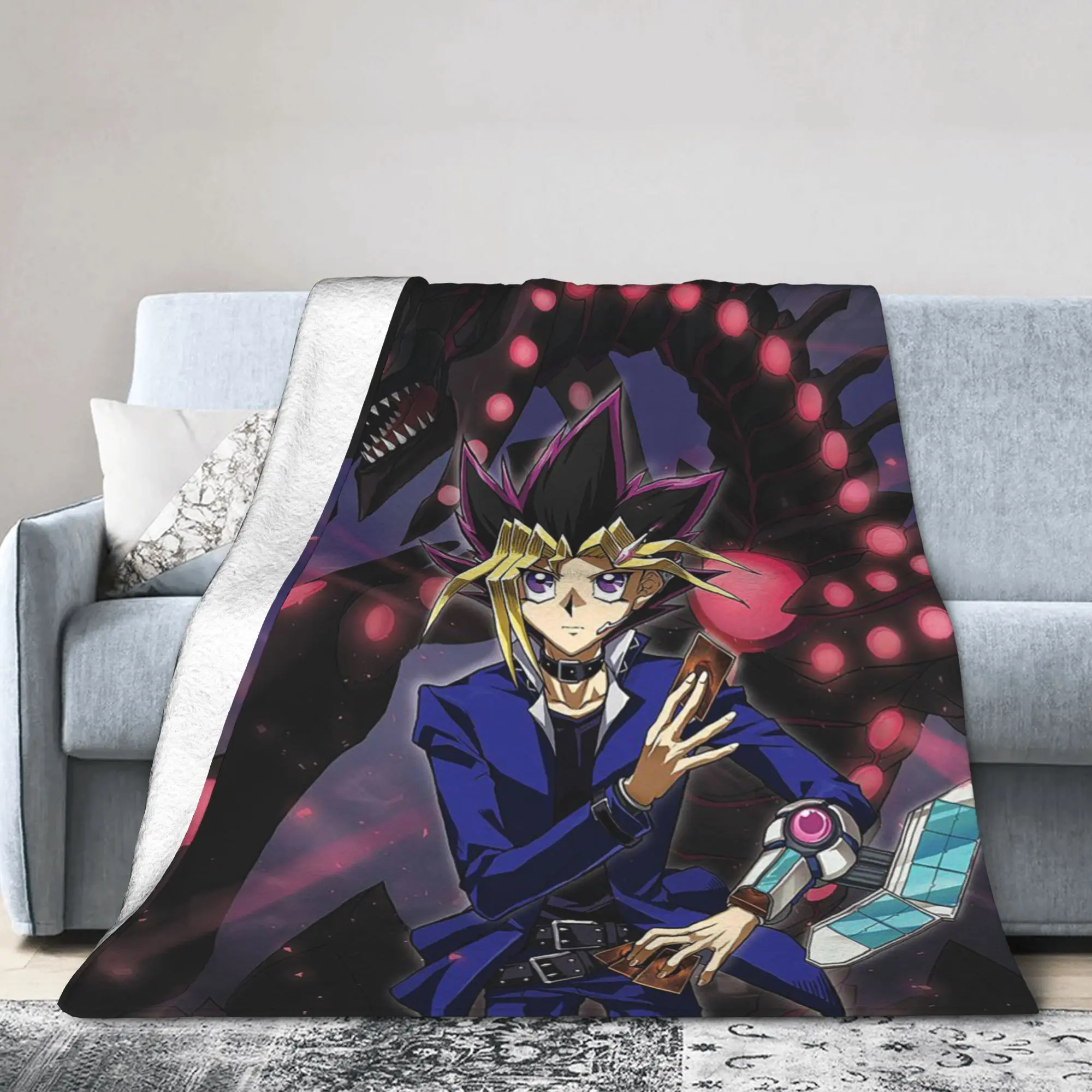 Yami Yuugi Blanket Cover Flannel Yu-Gi-Oh Anime Super Soft Throw Blankets for Airplane Travel Bedroom Quilt