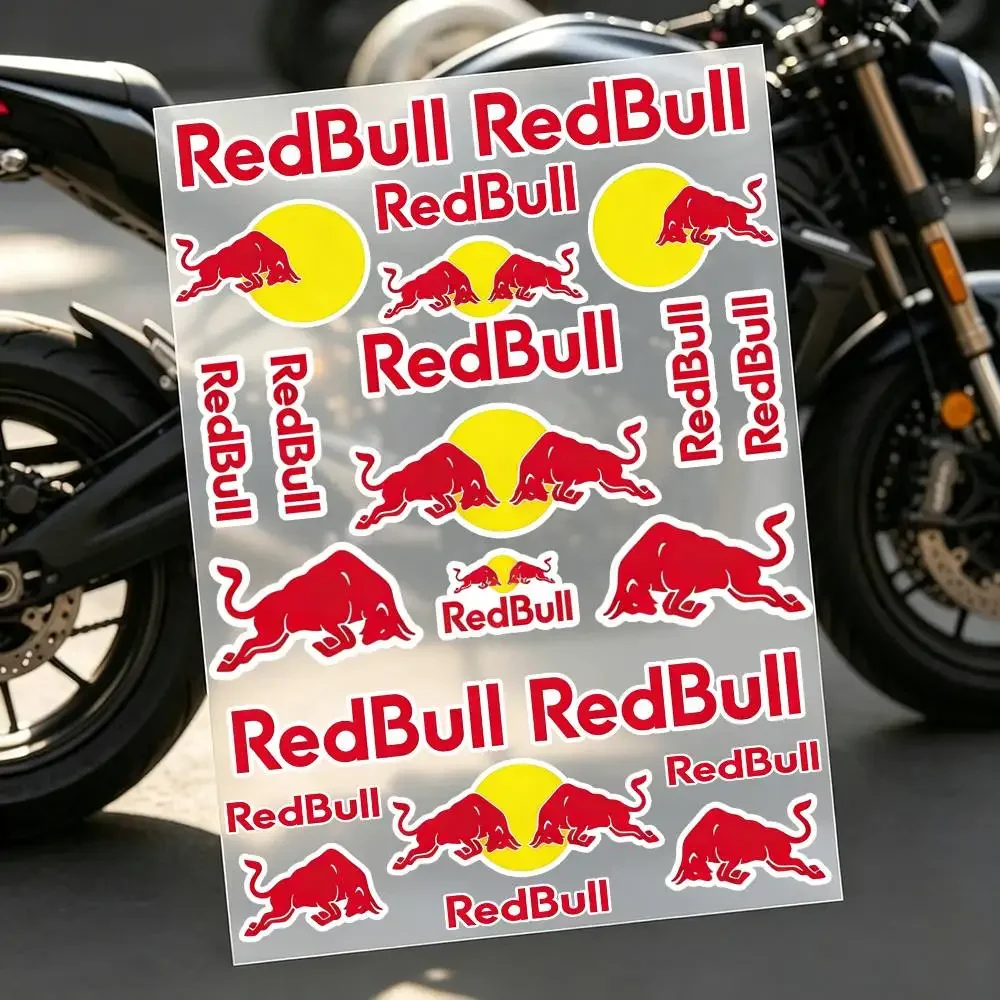 R-R-ed Sticker B-B-ull Creative Motorcycle Stickers Waterproof For Motorbike Fuel Tank Helmet Box Scooter DIY Car Universal