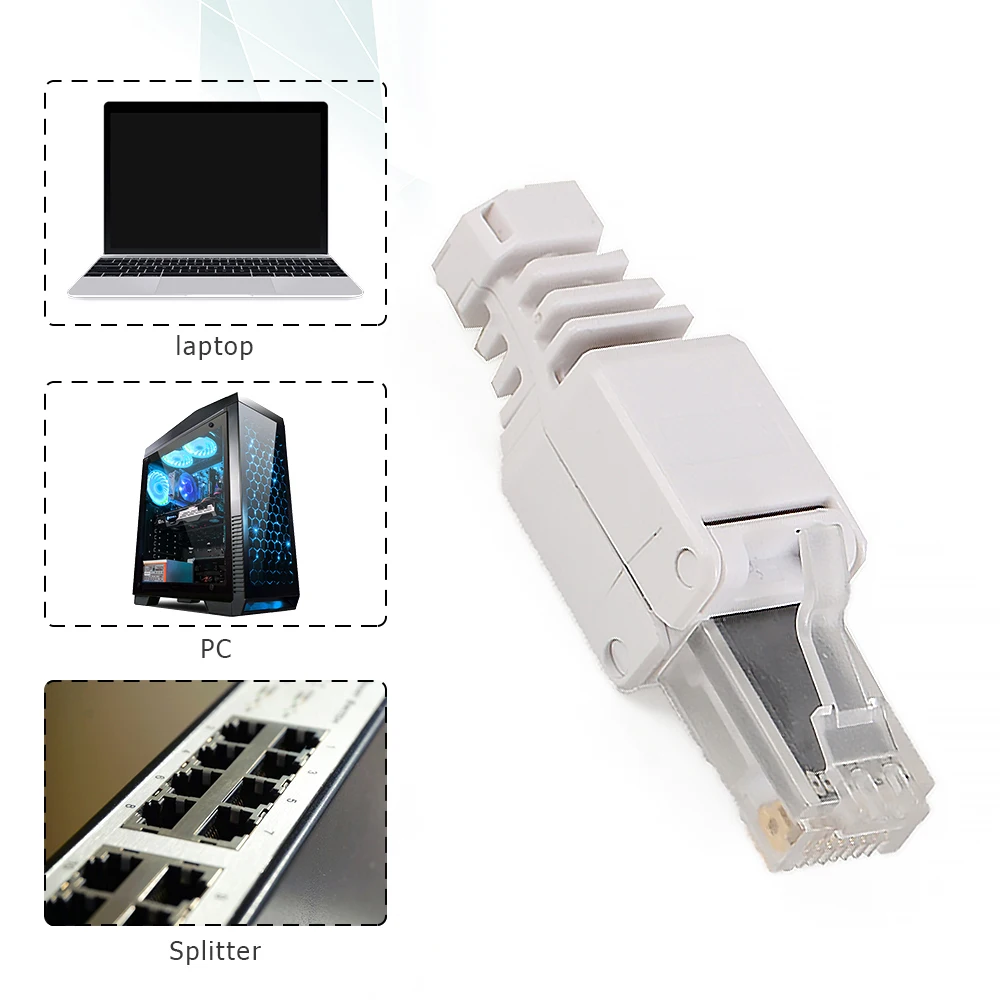 1 stücke Werkzeug Kostenloser RJ45 CAT6 Stecker Ethernet Termination Stecker 23AWG zu 26AWG Kabel Internet Stecker PC Gehäuse Installation werkzeuglos