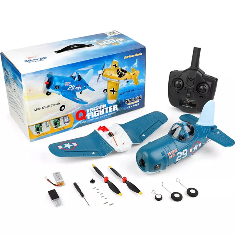 WLtoys F4U A500 4Ch 6G/3D Samolot kaskaderski Sześcioosiowa stabilność Samolot zdalnie sterowany Elektryczny samolot RC Dron Zabawki na zewnątrz