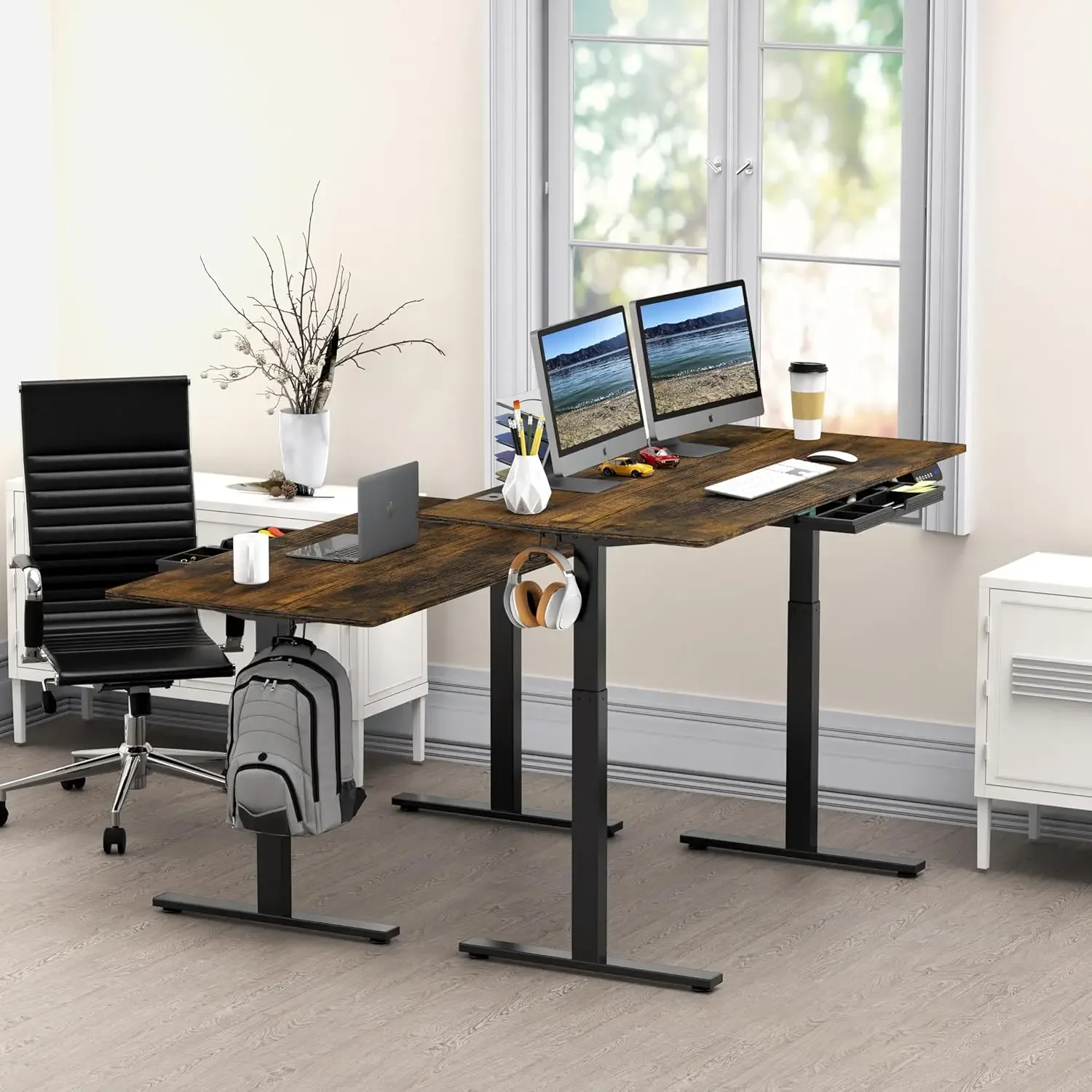 

55-Inch Large Electric Height Adjustable Standing Desk, 55 x 28 Inches