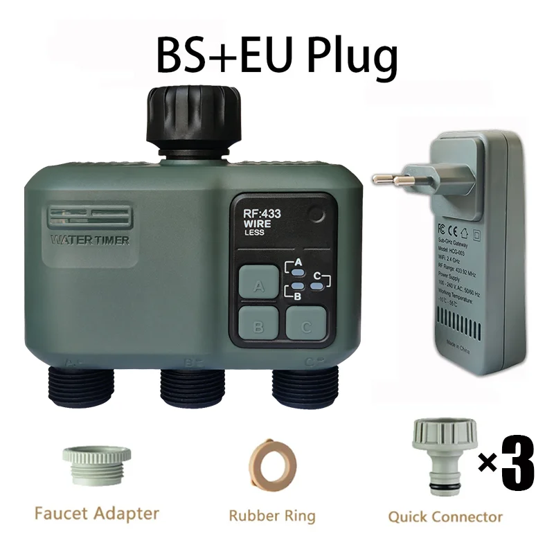 2025 Tuya Wifi + RF433 smart Tuin Sprinkler Water Timer door 3-weg Regenvertraging Filter Programmeerbare Automatische Irrigatie Controller