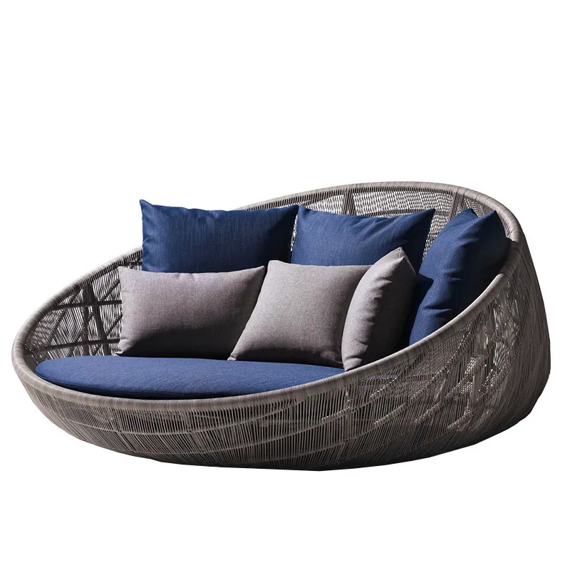 

Outdoor rattan bed patio outdoor balcony leisure lounge chair round bed hotel homestay open-air sun room rattan bed