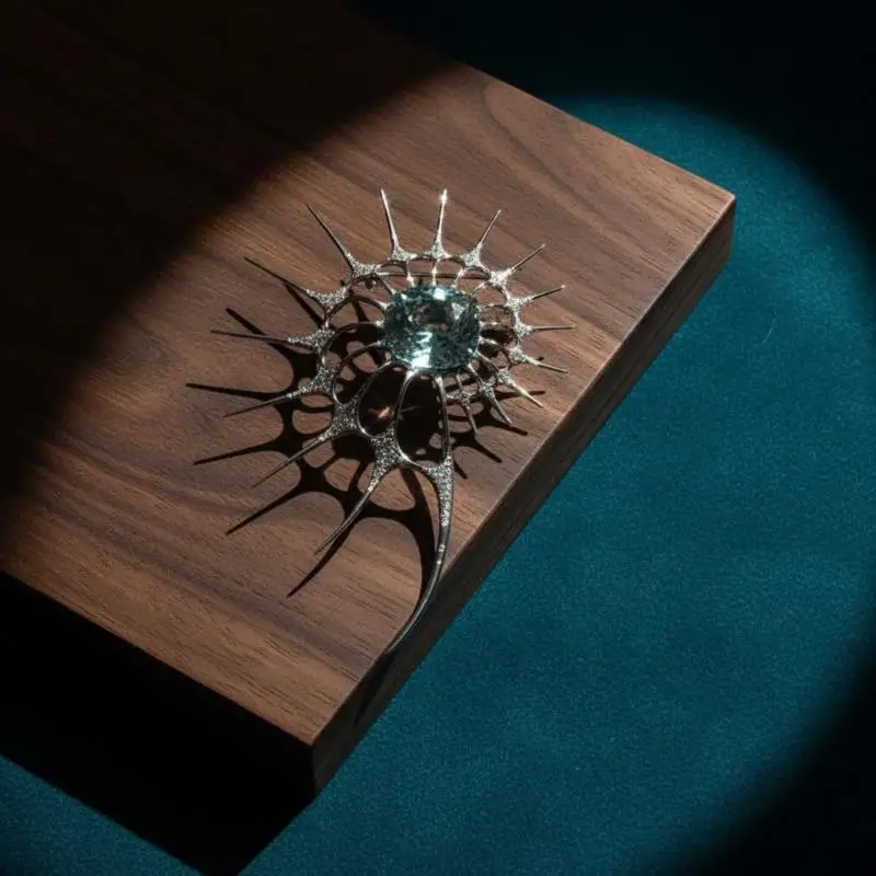 Luxury Exaggerated Abstract Brooch Pin, Spiky Rhinestone Gothic Punk Lapel Pin, Statement Jewelry For Coat Jacket Bag Dress
