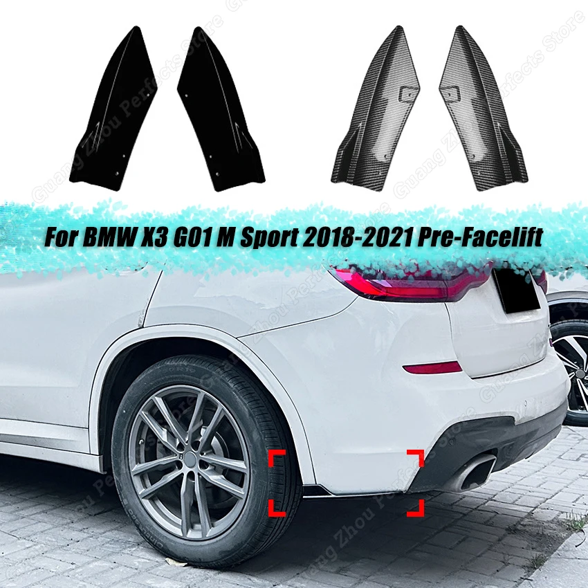 Car Rear Bumper Side Splitter Cover Lip Trim for BMW X3 G01 M Sport 2018-2021 Pre-Facelift Canards Diffuser Spoiler Body Kits