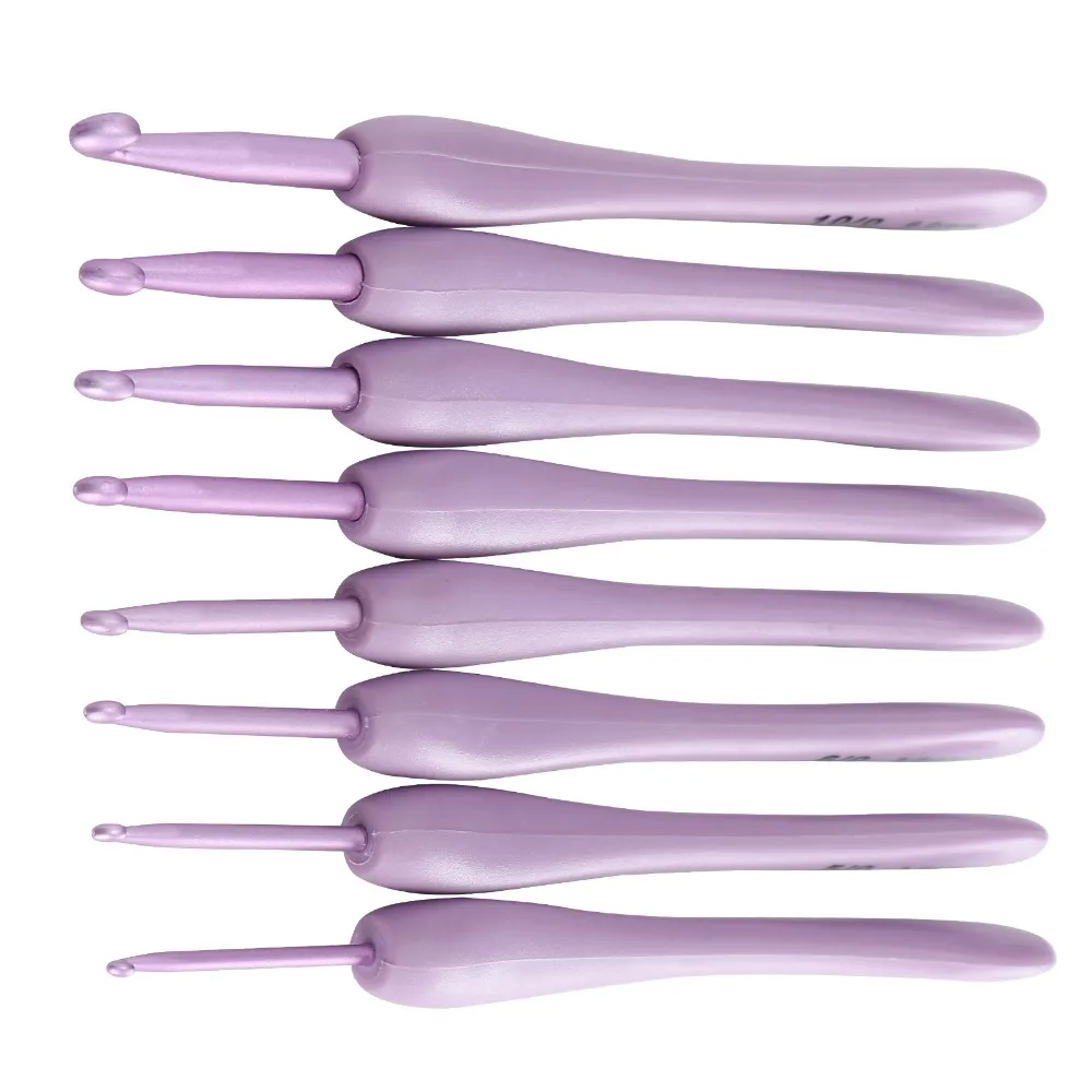 8Pcs Aluminum Alloy Crochet Hook Set Ergonomic Handle Plastic Handle Knitting Needle Set Crochet Kit For Arthritic Hands