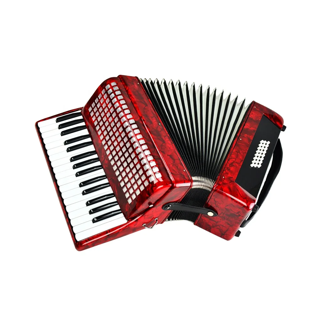 OME Professional 32 Keys 24 Bass Chromatic Accordion JP3224 Red Celluloid Wood Instrument Piano Keyboard Configuration