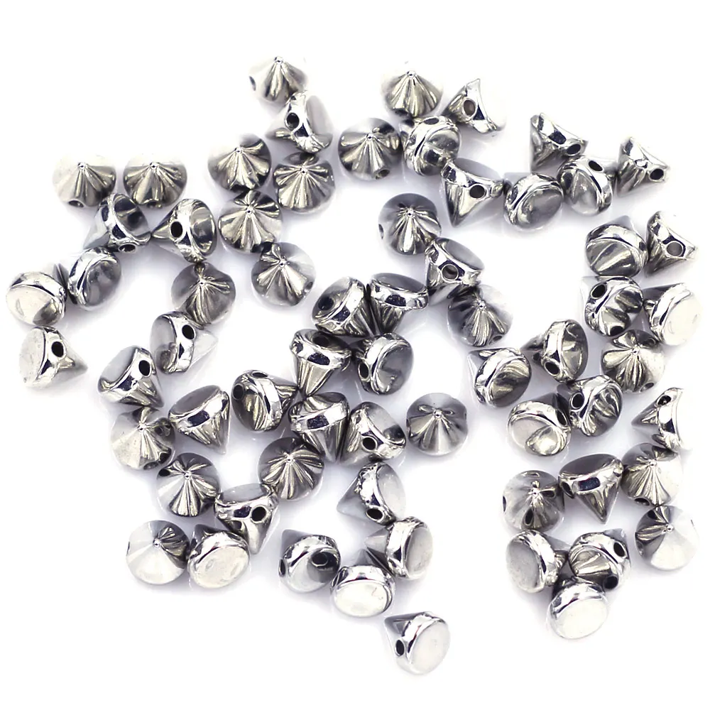 RiSALE Spike Studs entretoise perles vêtement ton argent cône acrylique pour bijoux bricolage vêtements sacs robe chapeaux 6mm 100 pièces/200 pièces