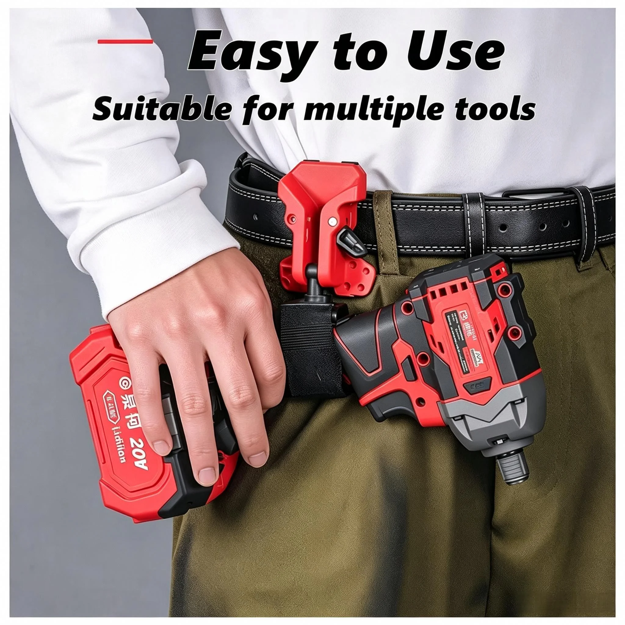 Drill Holster Belt Clip Quick Release Tool Pouch for Cordless Drill Impact Driver Heavy Duty Thickened Waist Holder Storage