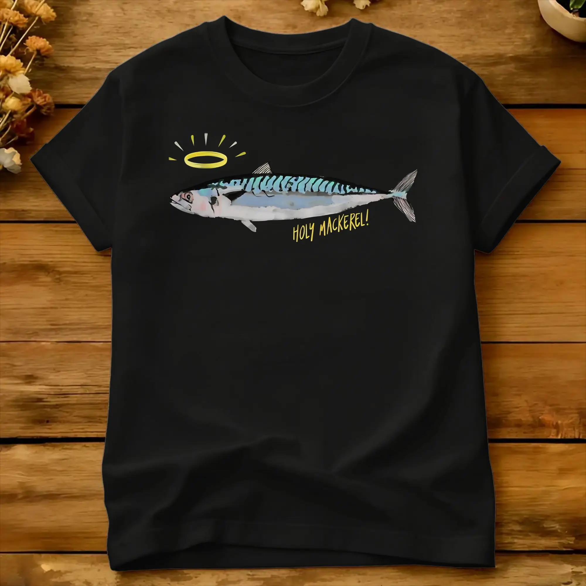 Holy Mackerel! Small Text Wclear T-Shirt Atlantic Mackerel T Shirts Short-Sleeved Vintage Tshirt Summer Cotton Plus Size Top Tee
