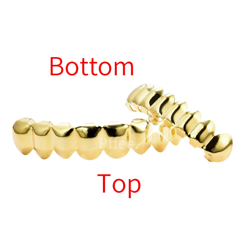 Pffee Silver 14K Gold Plated Teeth Grillz Y2K Body Jewelry Rapper Hip Hop Shackle Tooth Grills For Men Women