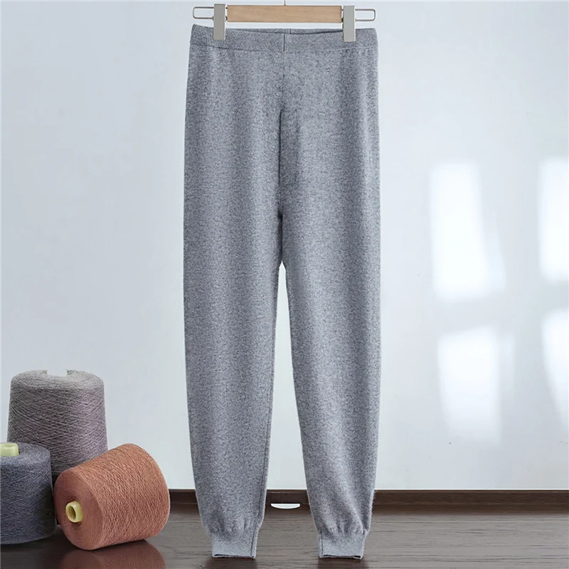 New Men's 100% Cashmere Pants Spring Autumn Winter Cashmere base layer Underpants Elasticated Waist Cashmere Knitted Trousers