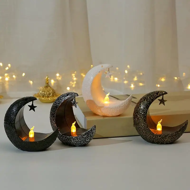 Eid Candle Light Ornament Eid Mubarak LED Lantern Islamic Muslim Holiday Party Decoration eid Mubarak Ramadan Arab Tealight