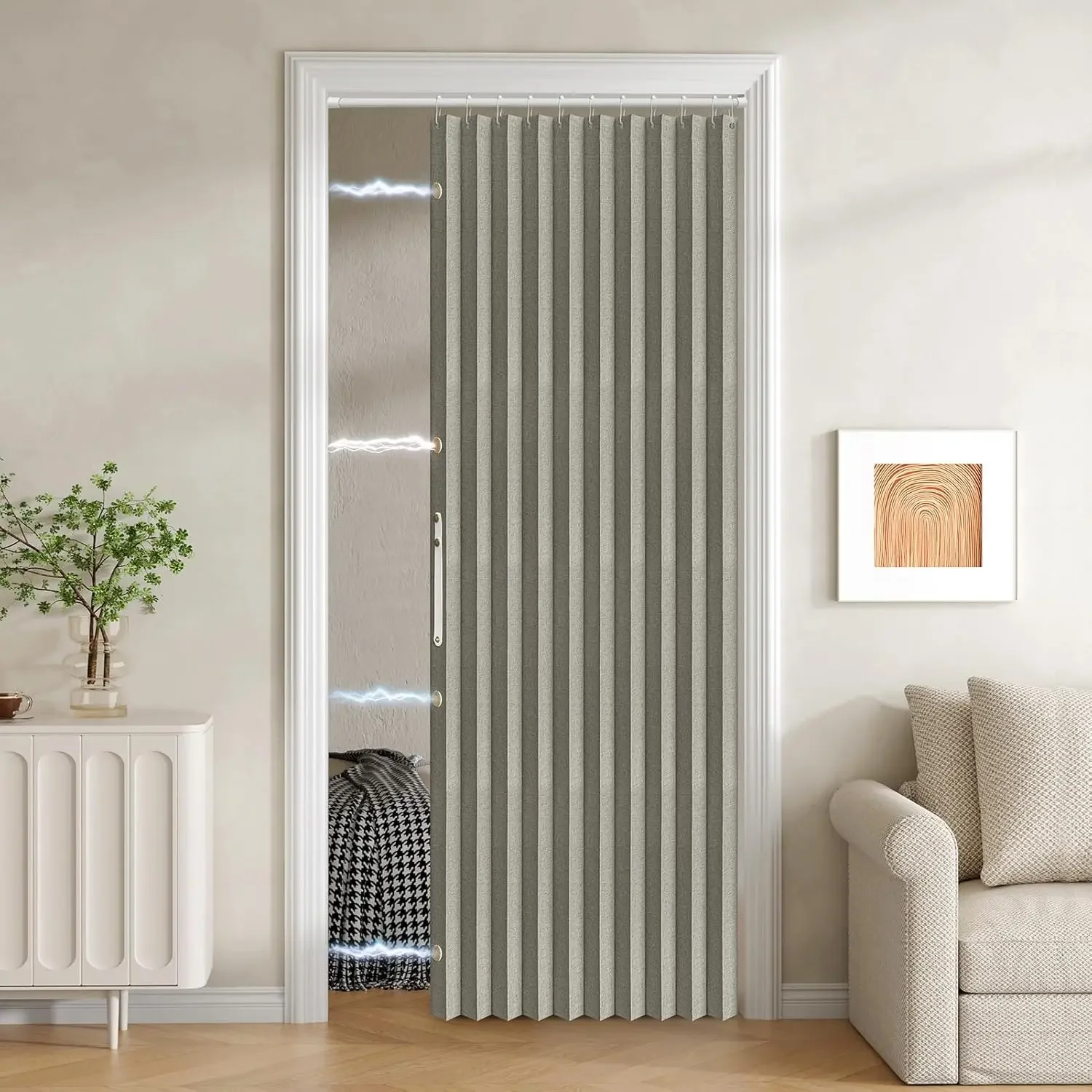 Magnetic Curtain Pleated Curtain Folding  Curtains Accordion Door Closet Curtain Invisible Applicable