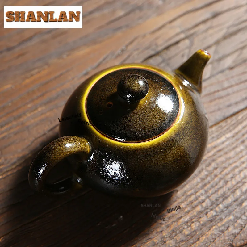 195ml Creative Kiln Change Yellow Ceramic Teapot Boutique Tea Infuser Pot Tea Making Kettle with Filter Chinese Tea Set Craft