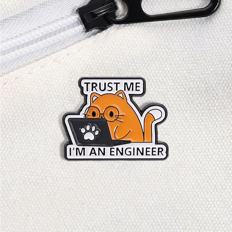 I'm An Engineer Quote Enamel Pin Confident Tech Worker Brooch Cat Laptop Design Lapel Badge Statement Accessory For Friends