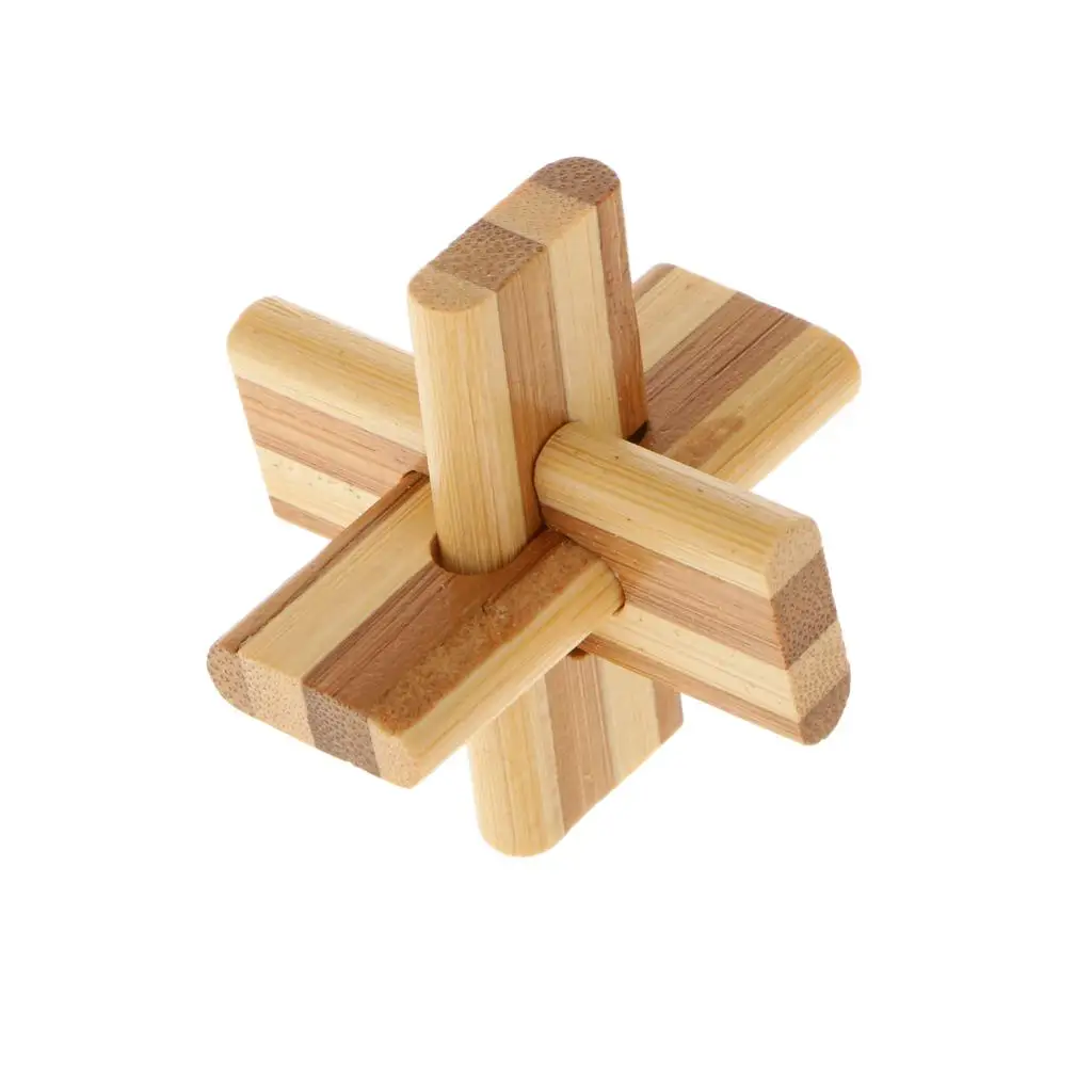 3-6pack Wooden Kongming Lock Toy Chinese Puzzle Game Family Home Play Kids Gift