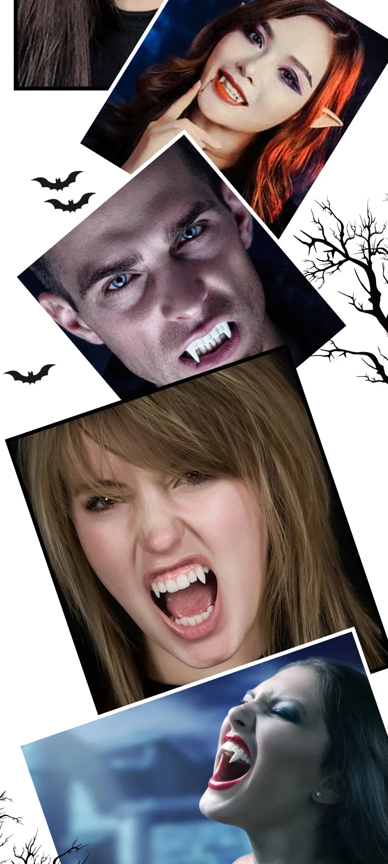Vampirzähne, künstliche Fangzähne für Cosplay-Partys, Halloween-Partyzubehör, weiße Horror-Kunstzähne, Maskerade-Requisiten – Detail 8