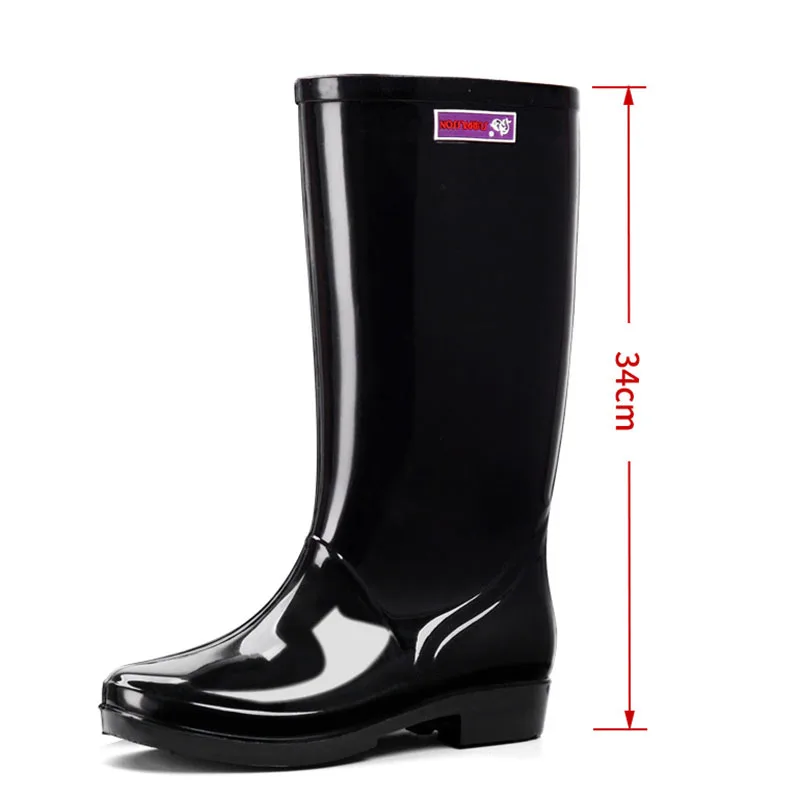 2022 Women\'s Rain Shoes Casual PVC with Velvet Waterproof Non-slip Knee-high Boots New Fashion Tide for Reasons Botas De Mujer