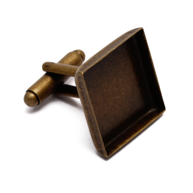 10pcs/lot Square 16mm Cabochon Base Cufflink Settings Spacer Blank Base Bezel Trays for Photo Cobochon Cameo Cufflinks DIY Craft