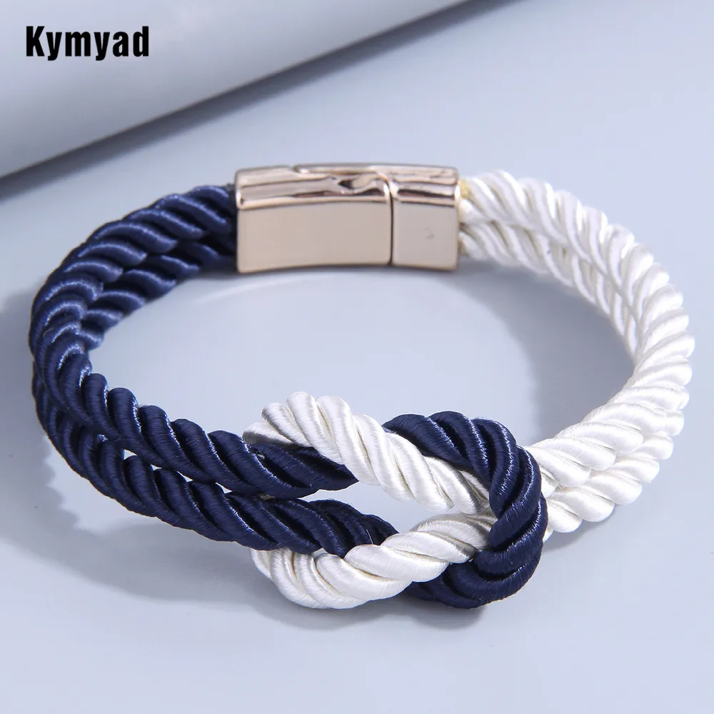 

Kymyad Handmade Bracelets For Women Men Knotted Braided Rope Bracelet Vintage Magnetic Bracelets Fashion Couple Bracelets