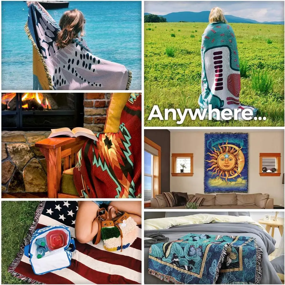 مزمور منسوج من القطن 119:32 رمي اللفة الدينية، صنع في الولايات المتحدة الأمريكية، 54x54