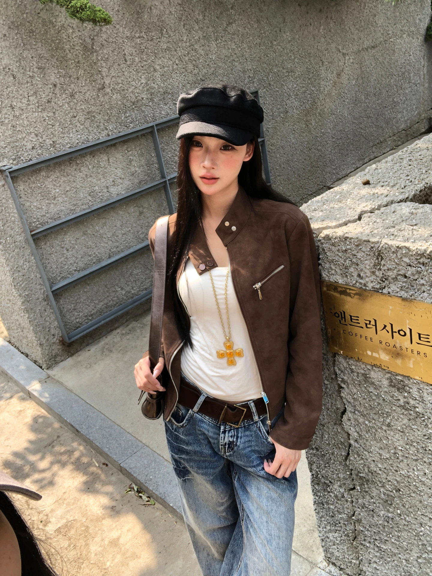 Red Celebri Club Women's Leather Jaet ort Coffee Unique Beautiful Meral Jaet Commute Sle Straight Tube ort Length...