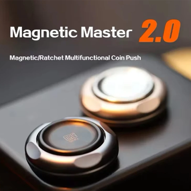 GAO Studio Magnetic Push Slider Master 2.0 Antistress EDC Adult Fidget Toys Metal Spinner Ratchet Haptic Coin for Anxiety