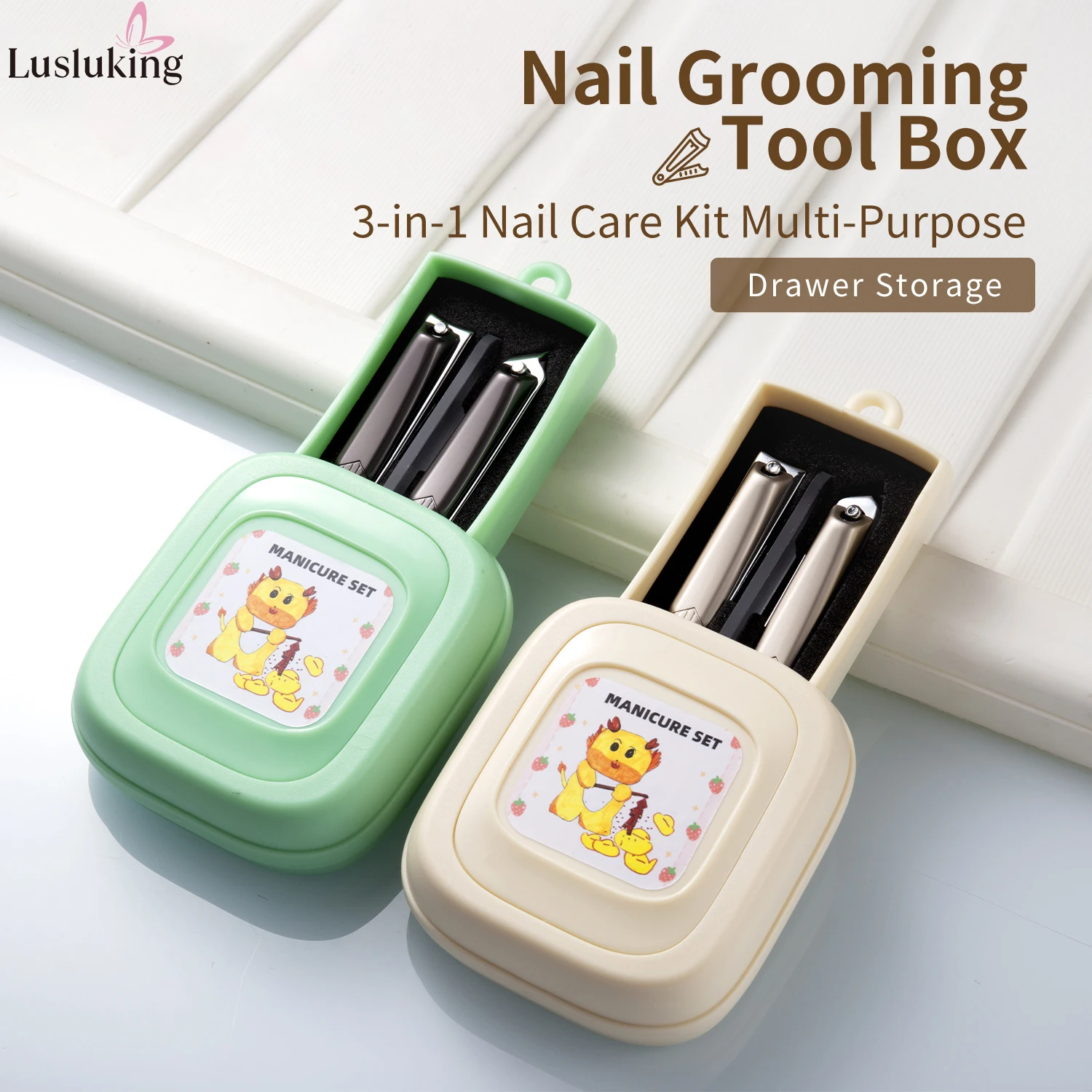 3 قطعة الفولاذ المقاوم للصدأ مسمار المقص مجموعة صندوق تخزين مقص أظافر القاطع أدوات مانيكير المتقلب مع ملف الأظافر الزجاجية نانو #1