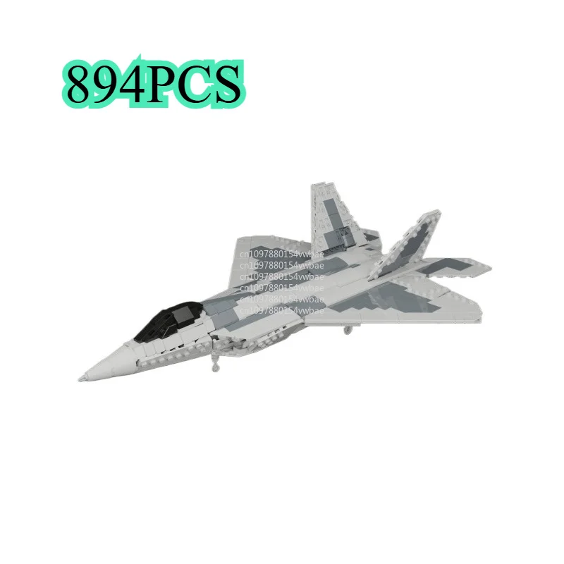 NEW 894PCS MOC Battle Series 1/45  Ratio F-22A Fighter Jet Building Model Custom Building Blocks Creative Assembly Kids Toy