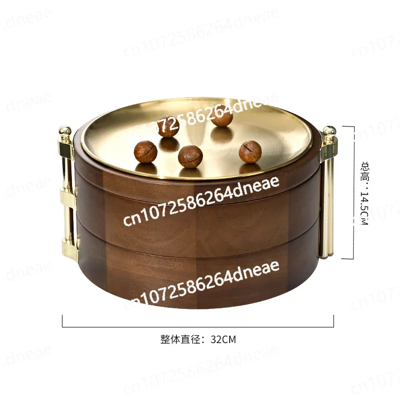 

New Chinese style solid wood three-layer dried fruit plate nut storage box for home living room coffee table 2024 new