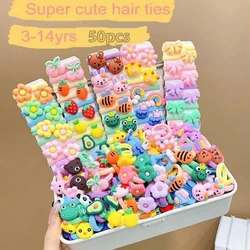 50pcs Children's Rubber Band Band Hair Circle Cute Not Hurt Hair Headband Small Baby Thumbtacks  Hair Rope Hair Accessories