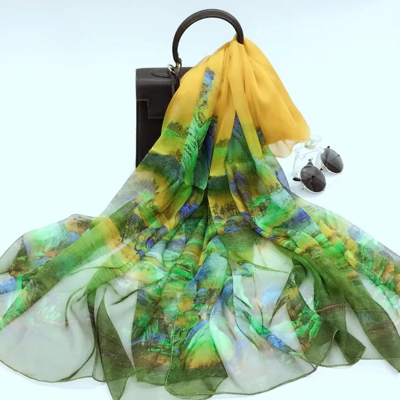 

Chinese Ethnic Style a Panorama of Rivers and Mountains Scarf Shawl Thin