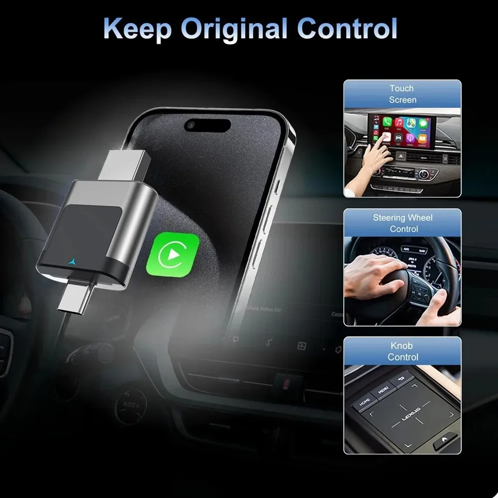 

Универсальный беспроводной адаптер CarPlay Android Auto с педалью USB a и тип C, 2-портовый мини-бокс-ключ для VW Ford Toyota Nissan Honda