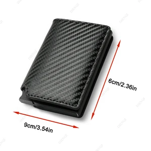 Men's Carbon Fiber Fine Aluminum Wallet ID Credit Card Holder Mini RFID Wallet Pop Up Case Black Bank Card Vallet 2023 10 Main Sales Men's Wallet - №1