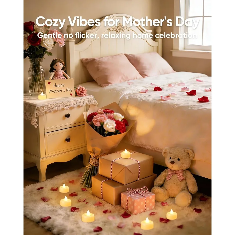 Flameless LED Tea Lights Candles Battery Operated Electric Fake Tealights with Timer and Remote Control Long Lasting Flickering Warm White Glow Waterproof Safe Realistic Decorative Candles for Home Decor Wedding view 5
