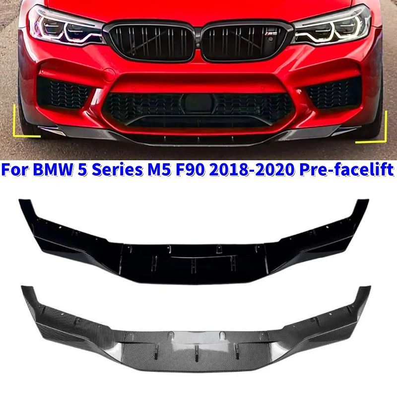 

Glossy Black /Carbon Fiber Car Front Bumper Splitter Spoiler Bumper Lip Diffuser For BMW 5 Series M5 F90 2018-2020 Pre-facelift