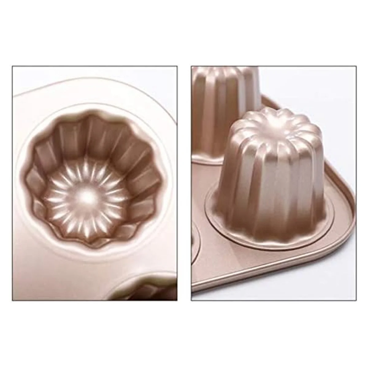 

4-Cavity Canele Mold Cake Pan, Non-Stick Canele Baking Pan for Oven Carbon Steel Caneles Mold Bakeware Tool SQ