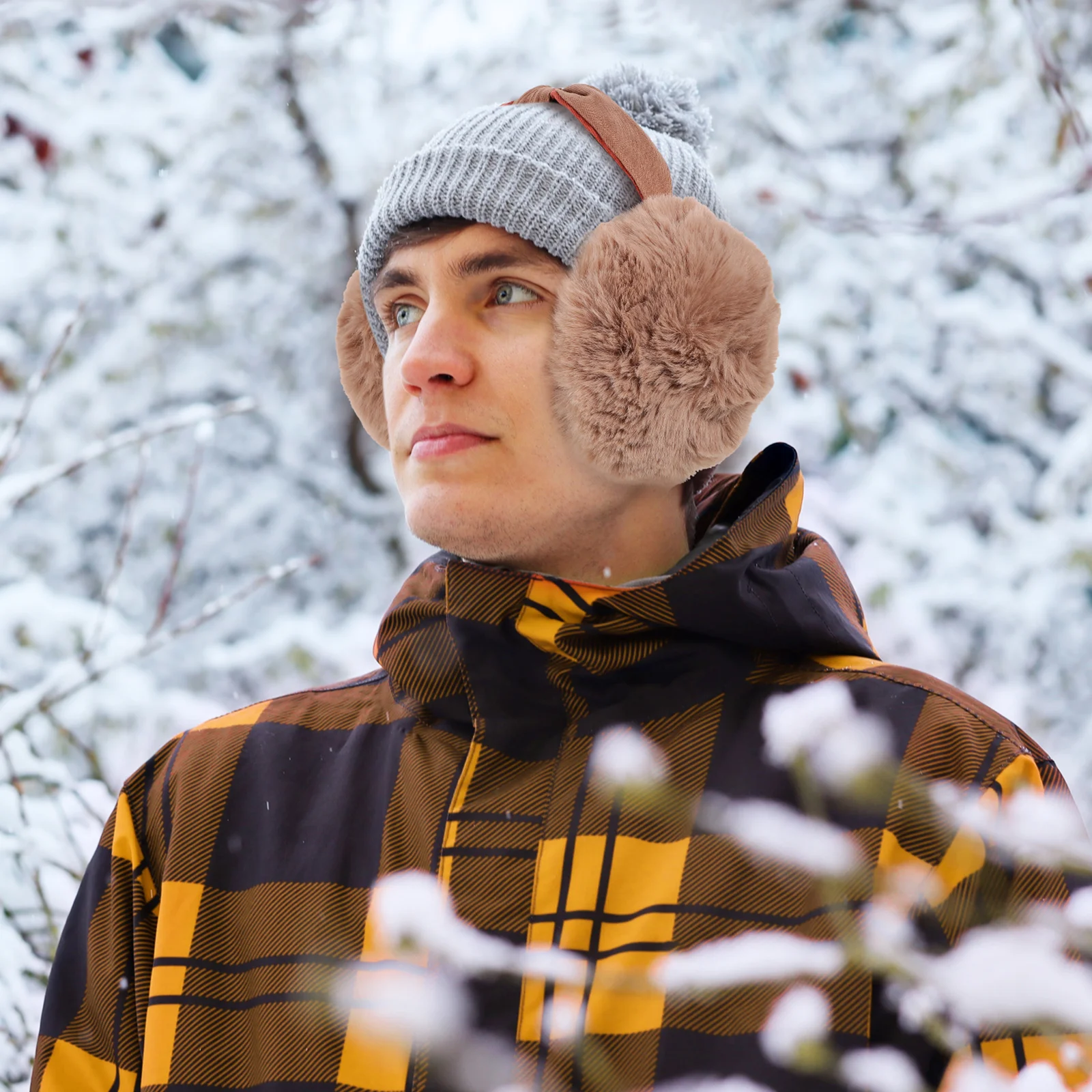 

Warm Earmuffs Foldable Ear Muffs for Women Men Winter Outdoor Ear Warmers White mens winter ear muffs