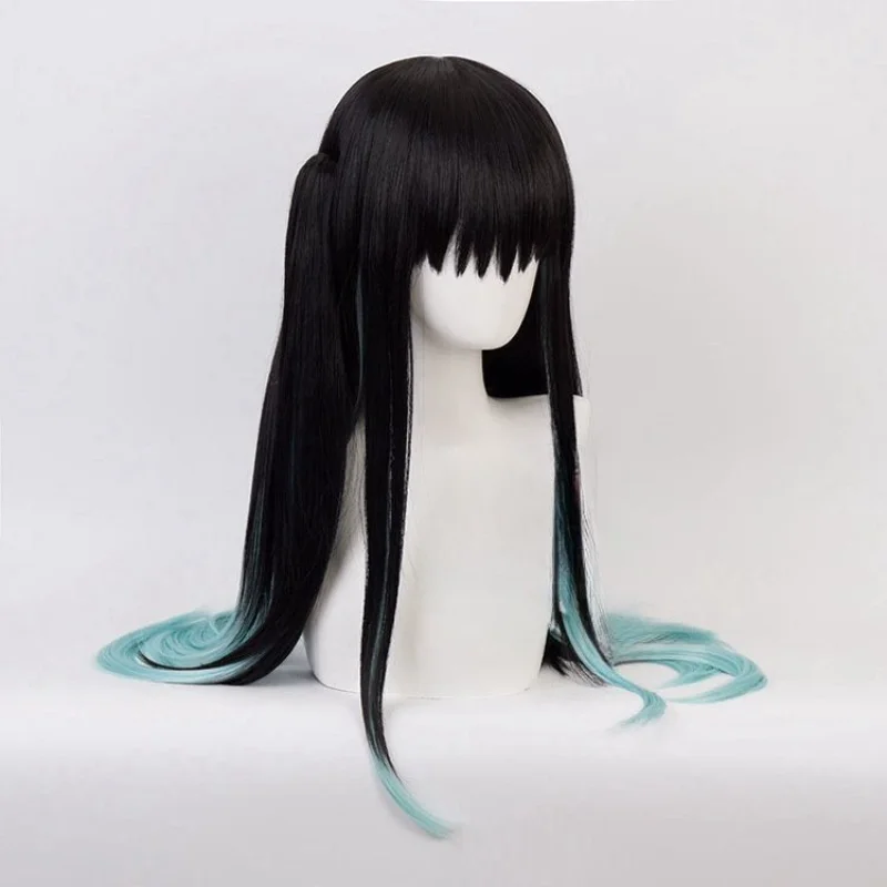 

Demon Slayer Anime Tokitou Muichirou Cosplay Wig Muichiro Tokito Wig Heat Resistant Synthetic Hair Wigs Black Gradient Green