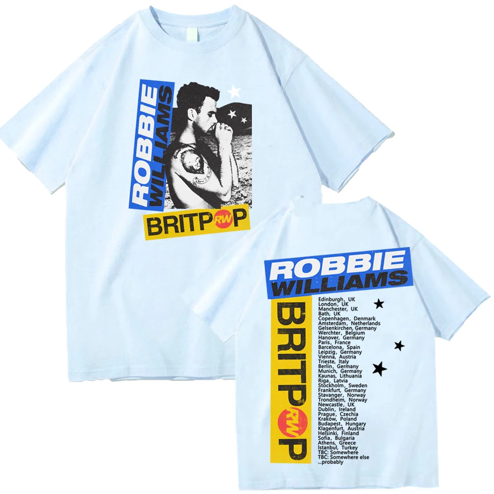 تي شيرت Robbie Williams Britpop Tour 2025 تي شيرت Robbie Williams للجنسين بلوفر علوي